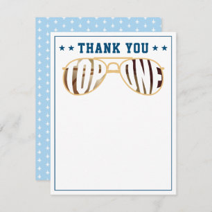 Tarjeta De Agradecimiento Piloto piloto de combate TopOne azul y blanco