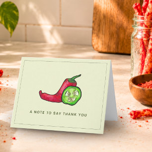 Tarjeta De Agradecimiento Pimiento Rojo Juguetón y Chile Jalapeño Gracias