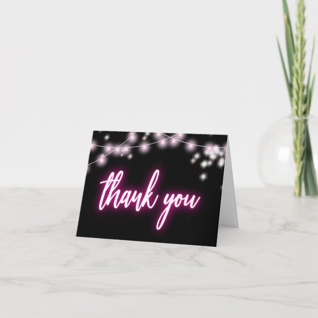 Tarjeta De Agradecimiento Pin Caliente Bat Mitzvah Tema Neon (Anverso)