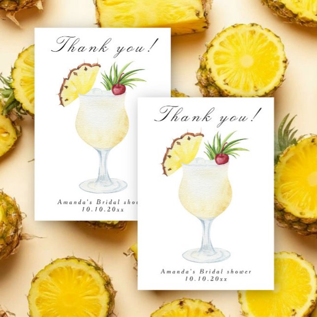 Tarjeta De Agradecimiento Pina Colada Cocktail Bridal Shower (Subido por el creador)