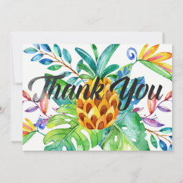 Tarjeta De Agradecimiento Piña de acuarela tropical hawaiana Gracias