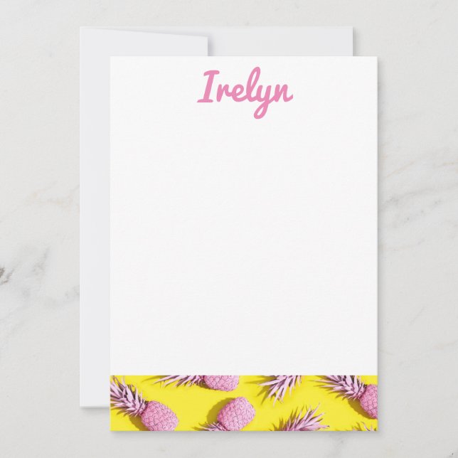 Tarjeta De Agradecimiento Piña Estacionada rosa y amarilla (Anverso)