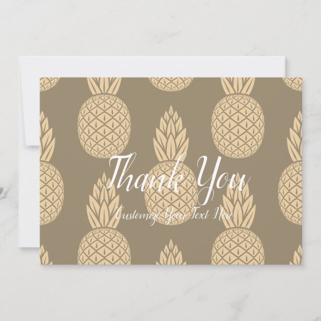 Tarjeta De Agradecimiento Piña Gracias Oro (Anverso)