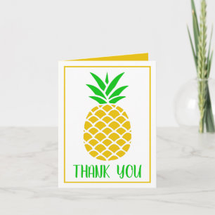 Tarjeta De Agradecimiento Piña Personalizada Verde Tropical y Dorado