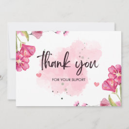 Tarjeta De Agradecimiento Pincel de acuarela blanco y rosa personalizado