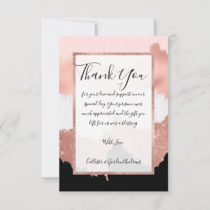 Tarjeta De Agradecimiento Pincel Rosa dorado rosado Purpurina giratorio mode