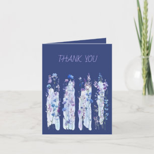 Tarjeta De Agradecimiento Pinceladas de flores silvestres púrpura y azul