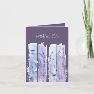 Tarjeta De Agradecimiento Pinceladas de flores silvestres púrpura y lavanda