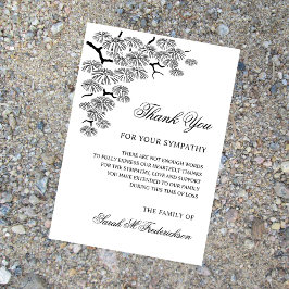 Tarjeta De Agradecimiento Pine Branch Black White Sympathy Bereavement