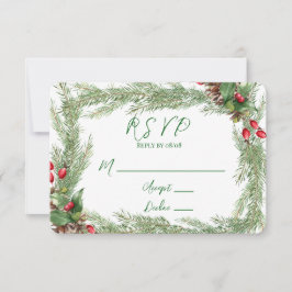 Tarjeta De Agradecimiento Pine Needles Red Berry Navidades RSVP