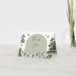 Tarjeta De Agradecimiento Pine Tree Forest Mountain Couple Shower Folded