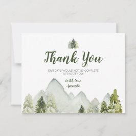 Tarjeta De Agradecimiento Pine Trees Mountain Adventure Baby Shower