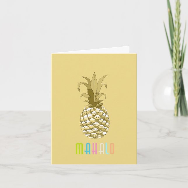 Tarjeta De Agradecimiento Pineapple Gold Mahalo ID239 (Anverso)