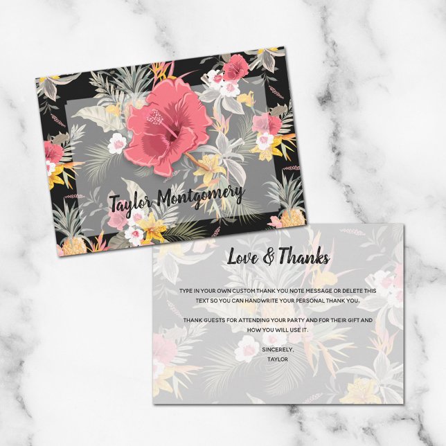 Tarjeta De Agradecimiento Pineapple Tropical Floral (Subido por el creador)