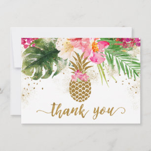 Tarjeta De Agradecimiento Pineapple Tropical Floral Bridal Shower Gracias