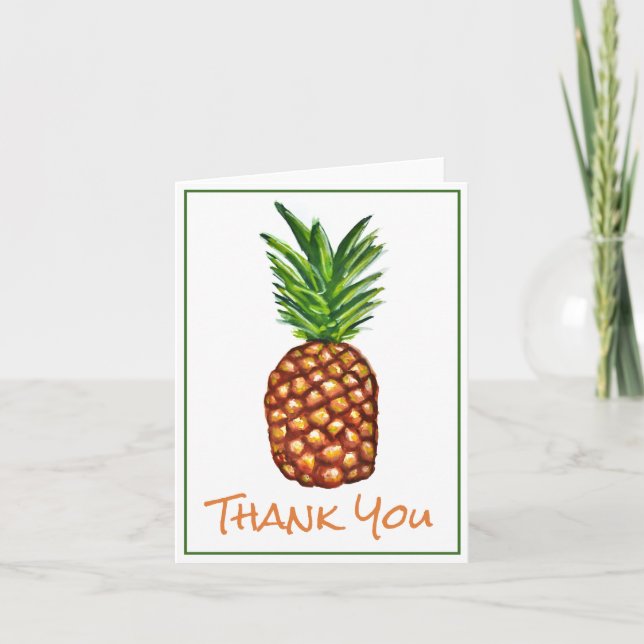 Tarjeta De Agradecimiento Pineapple Tropical Watercolor Gracias (Anverso)