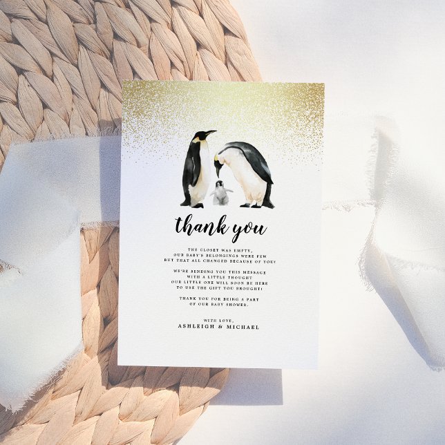 Tarjeta De Agradecimiento Pingüino | Baby Shower Gracias (Subido por el creador)