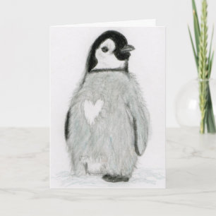 TARJETA DE AGRADECIMIENTO ¡PINGÜINO CON UN CORAZÓN!  SALUDOS TODAS LAS