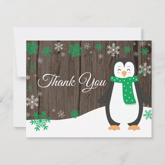 Tarjeta de agradecimiento Pingüino de Invierno Cop (Anverso)