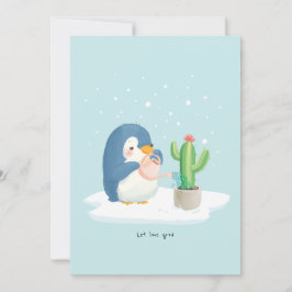 Tarjeta De Agradecimiento Pingüino de invierno jardinero deja crecer el amor