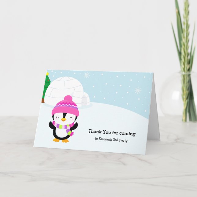 Tarjeta De Agradecimiento Pingüino lindo (Anverso)