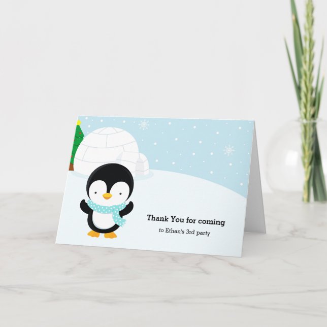 Tarjeta De Agradecimiento Pingüino lindo (Anverso)