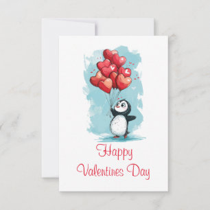 Tarjeta De Agradecimiento pingüino lindo para el día de San Valentín