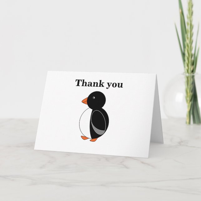 Tarjeta De Agradecimiento Pingüino negro (Anverso)