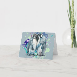 Tarjeta De Agradecimiento Pingüinos acuáticos