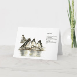 Tarjeta De Agradecimiento Pingüinos de impresión pintados a mano en peligro 