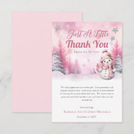 Tarjeta De Agradecimiento Pink A Little Snowflake | Baby Shower Chica de nie