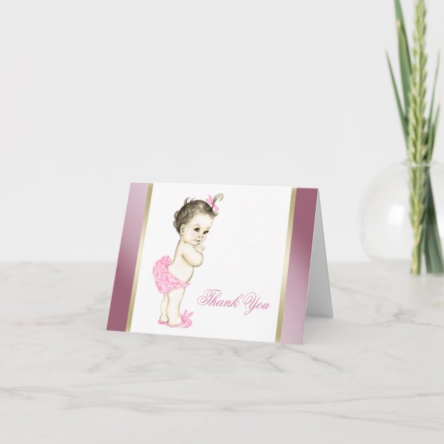 Tarjeta De Agradecimiento Pink and Gold Baby Girl Thank You (Anverso)