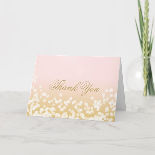 Tarjeta De Agradecimiento Pink and Gold Glitz Thank You (Anverso)