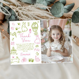 Tarjeta De Agradecimiento Pink and Green Easter Brunch and Egg Hunt Photo
