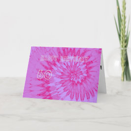 Tarjeta De Agradecimiento Pink and Magenta Tie Dye 60th Happy Birthday Card