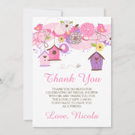 Tarjeta De Agradecimiento Pink and Purple Floral Bridal Shower Thank You