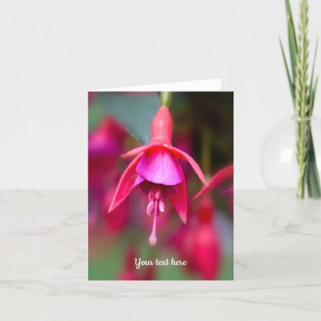 Tarjeta De Agradecimiento Pink and Purple Fuchsia Folded Greeting Card (Anverso)
