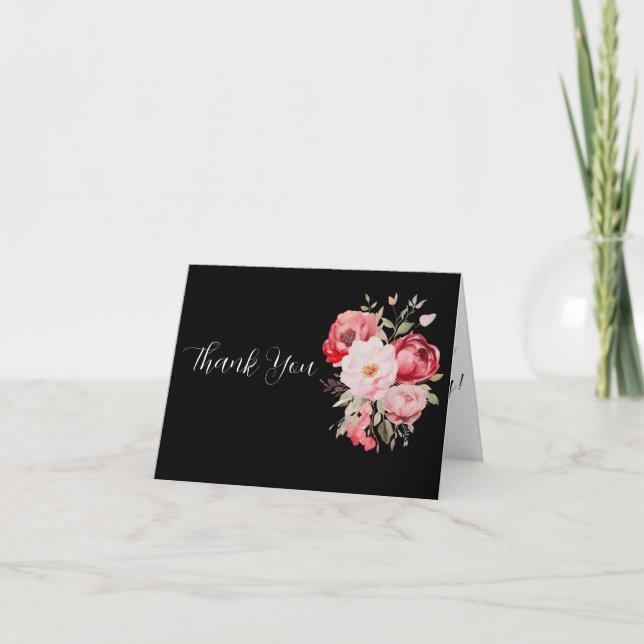 Tarjeta De Agradecimiento Pink and White Floral Wedding Thank you Card (Anverso)
