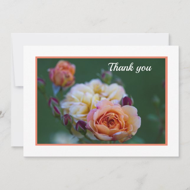 Tarjeta De Agradecimiento Pink And White Roses Flat Thank You Card (Anverso)