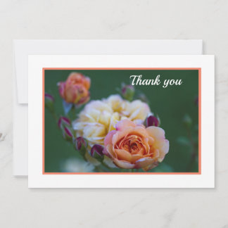 Tarjeta De Agradecimiento Pink And White Roses Flat Thank You Card