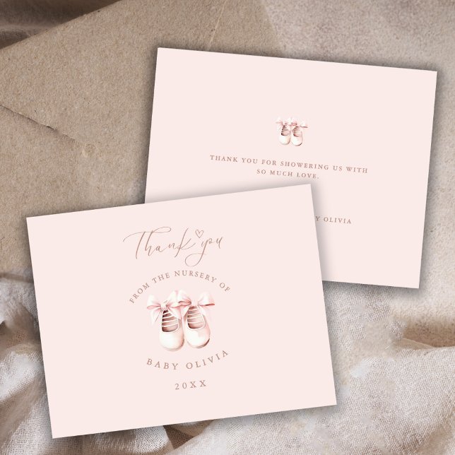 Tarjeta De Agradecimiento Pink Baby Girl Shoes Nursery of Kids Thank You  (Subido por el creador)