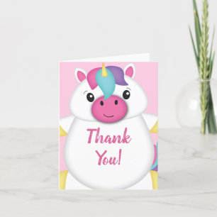 Tarjeta De Agradecimiento Pink Baby Shower de Unicorn