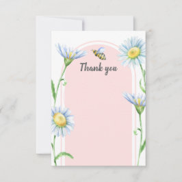 Tarjeta De Agradecimiento Pink Bee with Daisies Thank You Cards