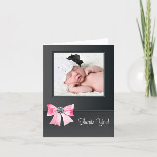 Tarjeta De Agradecimiento Pink Black Baby Photo