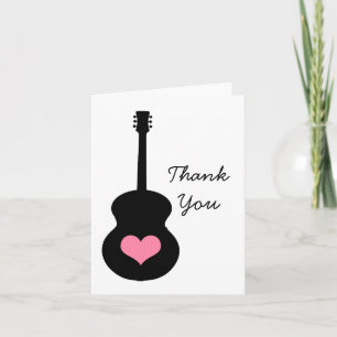 Tarjeta De Agradecimiento Pink/Black Guitar Heart Thank You Card