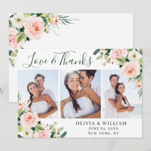 Tarjeta De Agradecimiento Pink Blush Flowers Greenery Floral 3 PHOTO