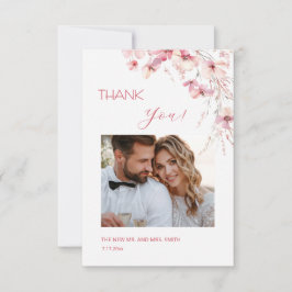 Tarjeta De Agradecimiento Pink Boho  Flowers Thank You Card