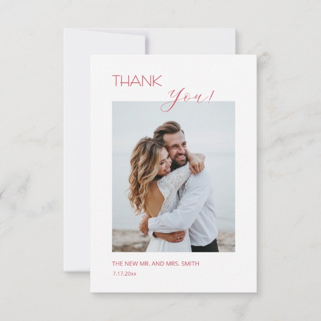 Tarjeta De Agradecimiento Pink Boho  Flowers Thank You Card (Anverso)