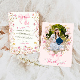 Tarjeta De Agradecimiento Pink Boho Wildflowers Graduation Party 