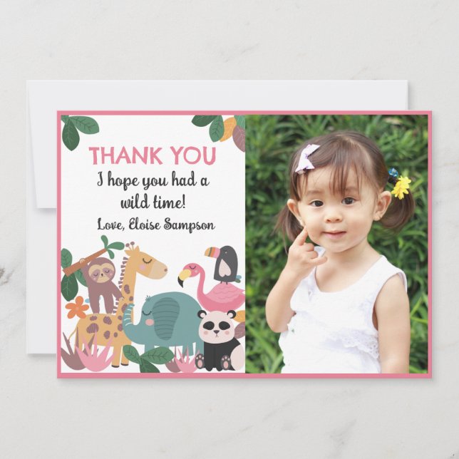 Tarjeta De Agradecimiento Pink Born Two Be Wild Flat Thank You Card (Anverso)